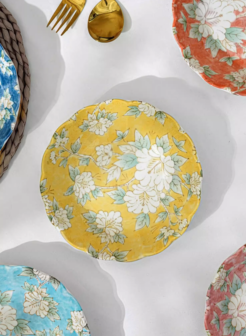 Mino Ware Hibiscus Flower Series Plate Gift Set