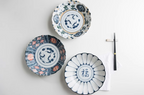 Mino Ware Underglaze 'Fu' Character Ceramic Plate Gift Set