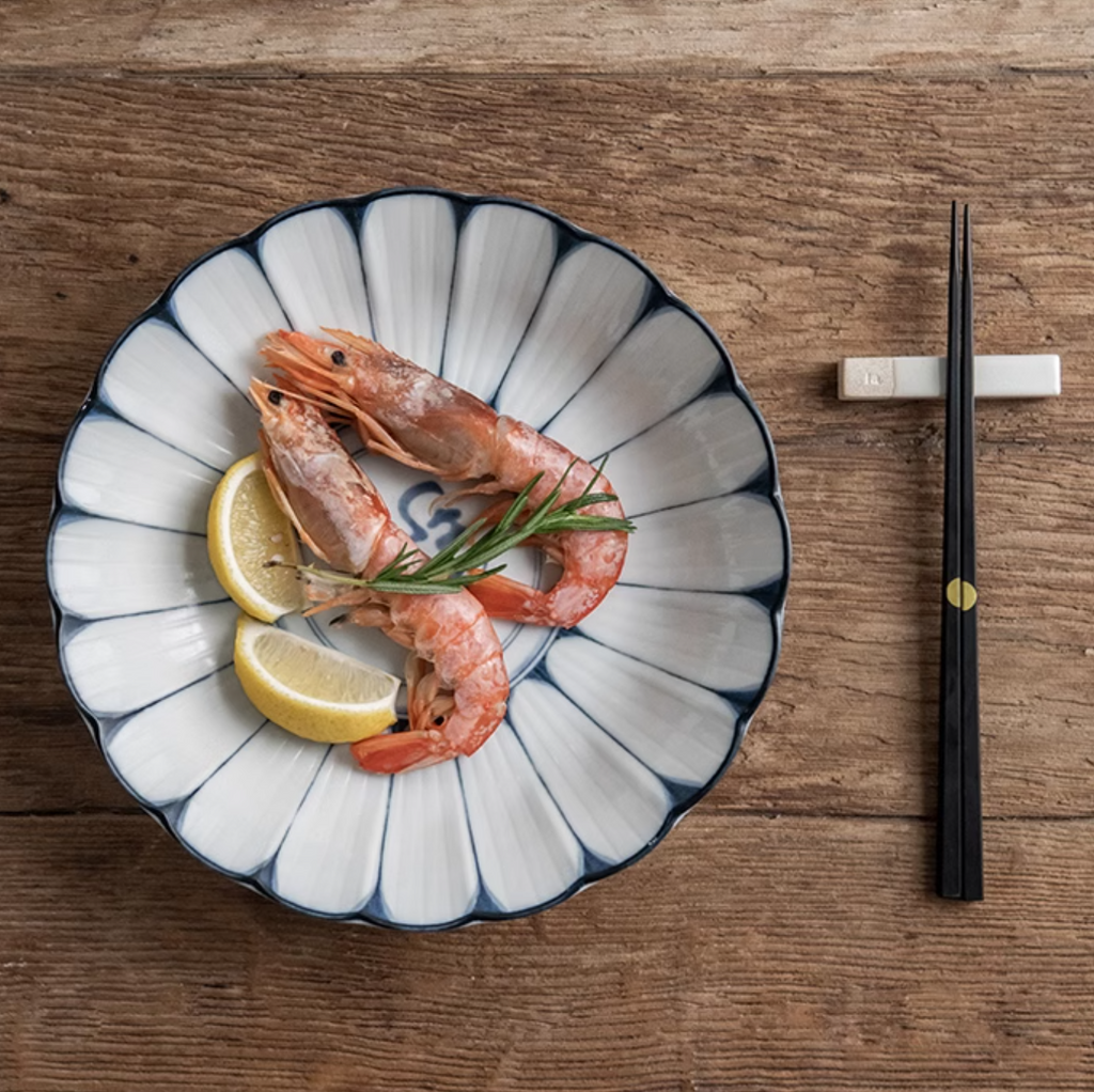 Mino Ware Underglaze 'Fu' Character Ceramic Plate Gift Set