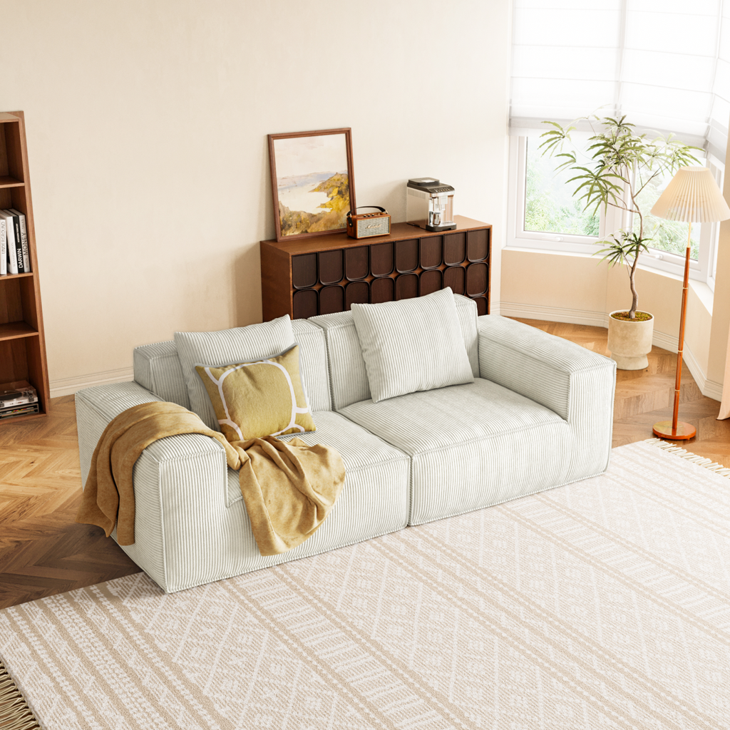 modular sofa can be converted into an oversized sofa bed Free conversion sofa set flexible configuration, soft corduroy cloud velvet fabric two person