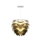 Brushed Brass / White / Cord and Plug / Mini: 15.7 in diameter Aluvia Pendant Light OPEN BOX