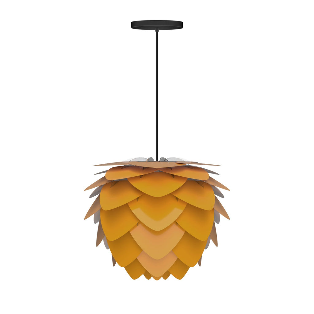 Brushed Brass / White / Cord and Plug / Mini: 15.7 in diameter Aluvia Pendant Light OPEN BOX