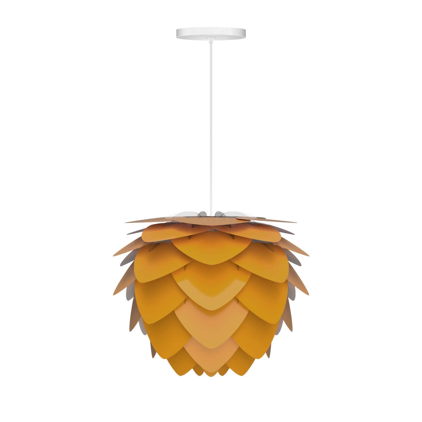 Brushed Brass / White / Cord and Plug / Mini: 15.7 in diameter Aluvia Pendant Light OPEN BOX