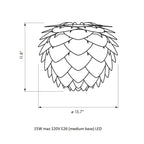 Brushed Brass / White / Cord and Plug / Mini: 15.7 in diameter Aluvia Pendant Light OPEN BOX