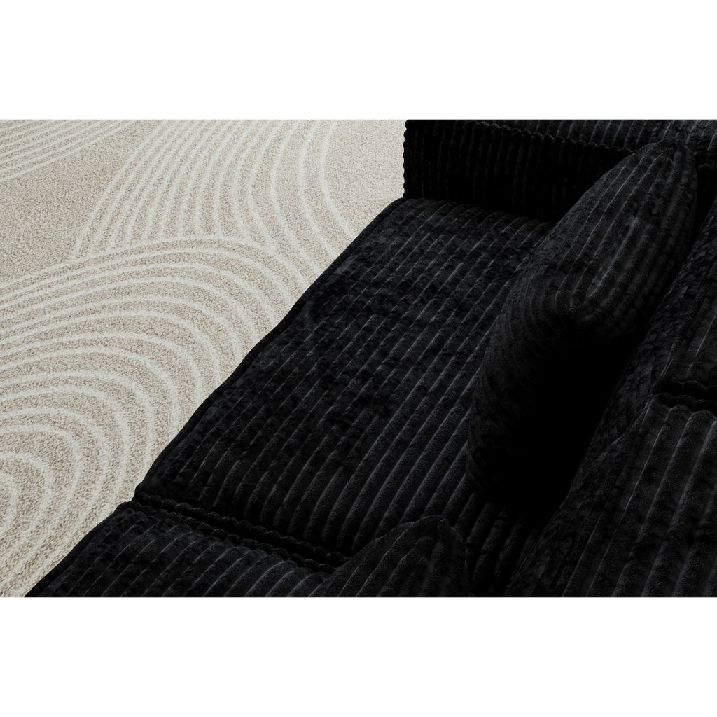 106.3 inch Striped Compression Chaise Longue Sofa