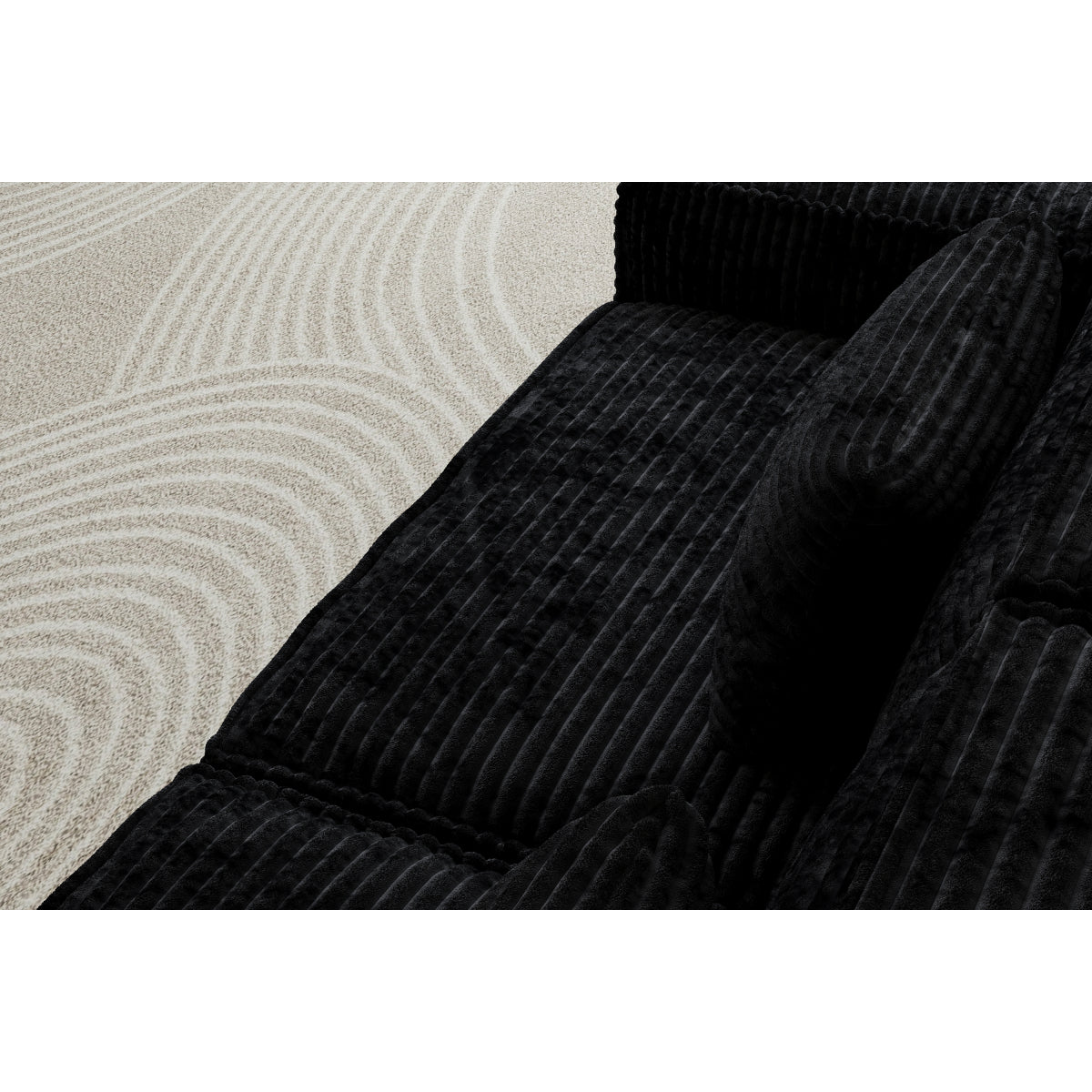 106.3 inch Striped Compression Chaise Longue Sofa