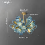 Peacock Blue Art Glass Chandelier for Dining Room