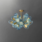 Peacock Blue Art Glass Chandelier for Dining Room