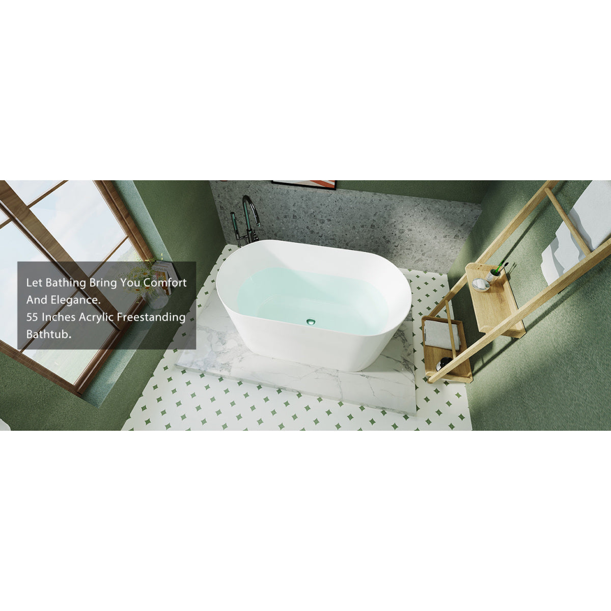 55" Luxury Glossy Soaking Tub