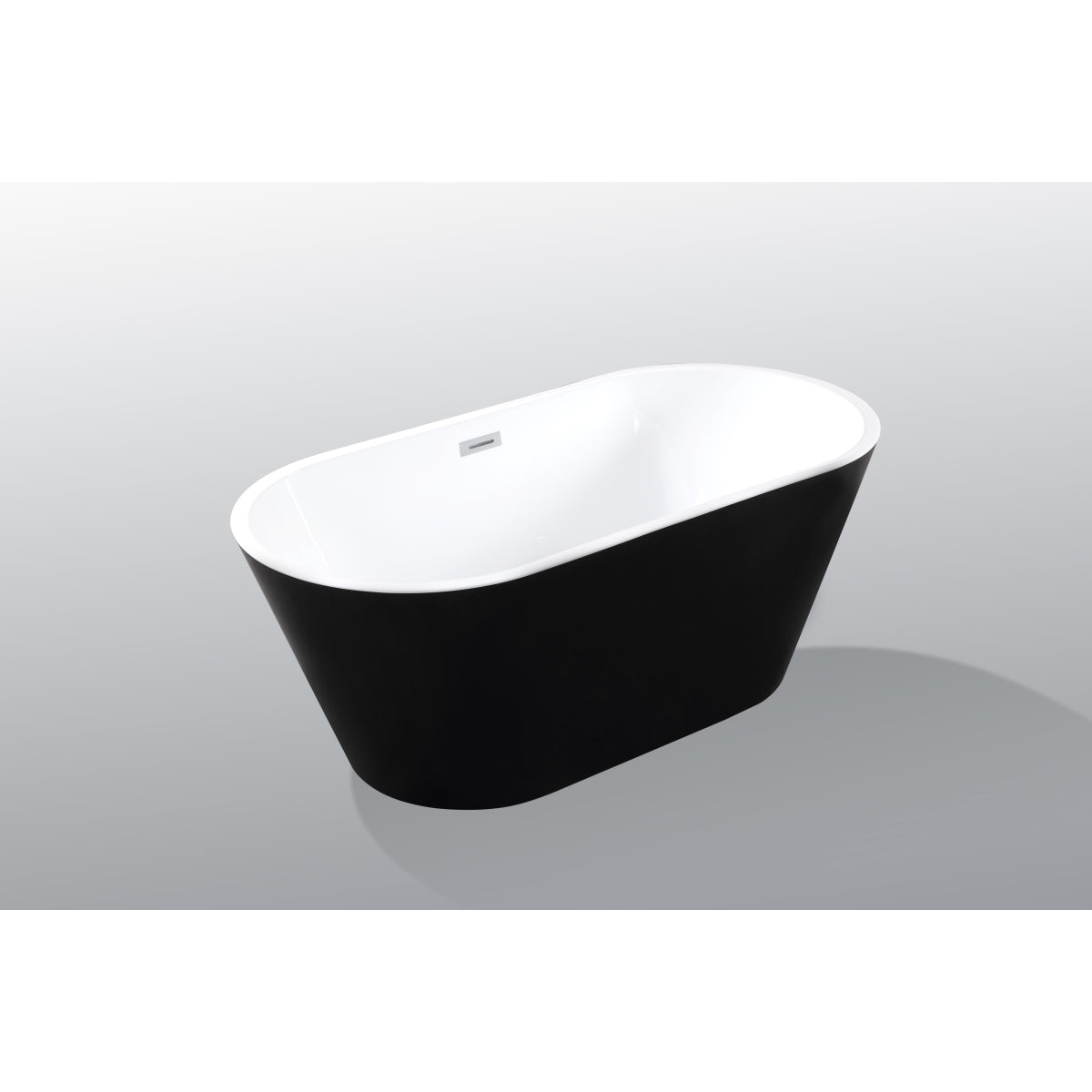 67" Acrylic Freestanding Bathtub-Acrylic Soaking Tubs, Oval Shape Black Freestanding Bathtub With Chrome Overflow and Pop Up Drain,cUPC Certified