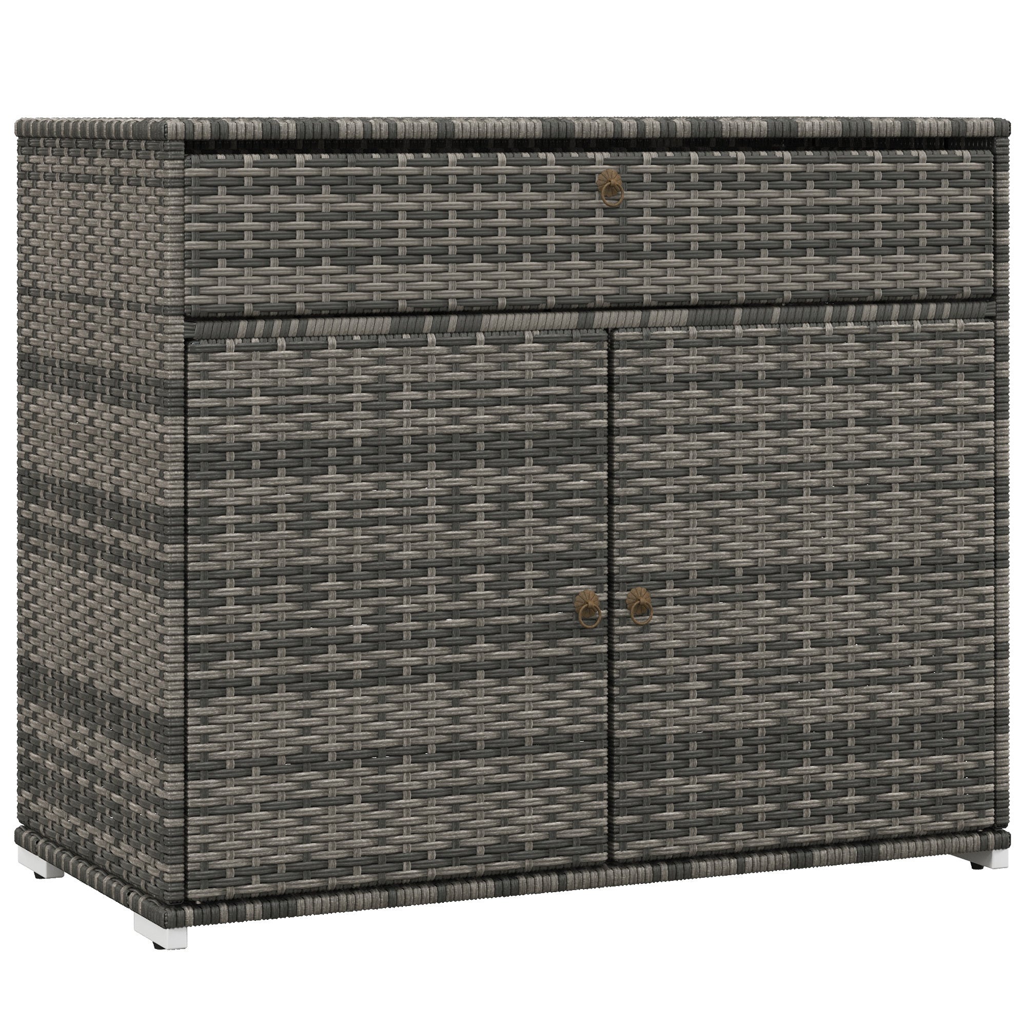 Outdoor Towel Rack & Pool Storage Cabinet Gray - Wicker Accessory Organizer