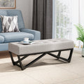 Modern Geometric Bentwood Ottoman in Light Grey