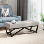 Modern Geometric Bentwood Ottoman in Light Grey