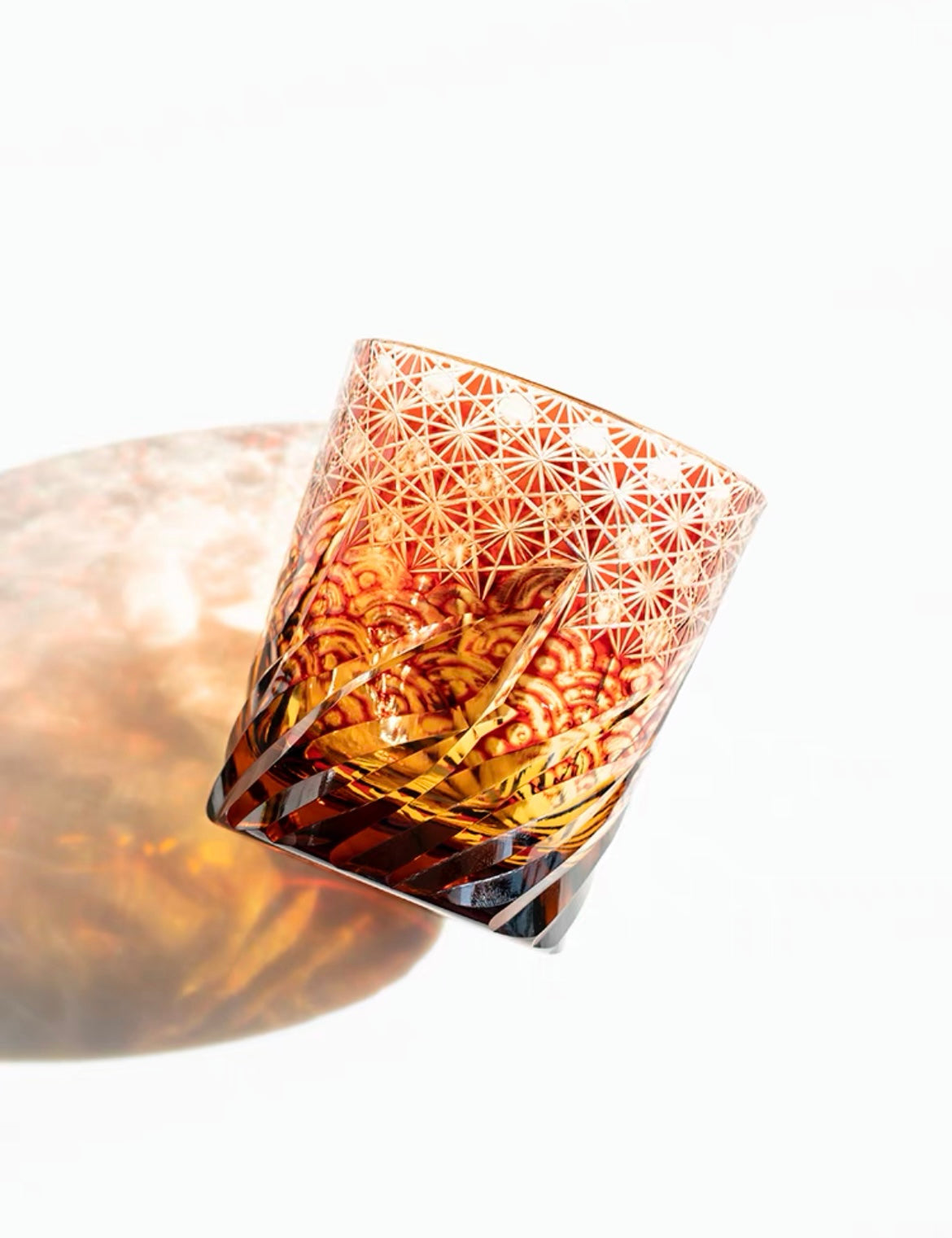 Edo Kiriko Hand-Carved Wave Pattern Whiskey Glass