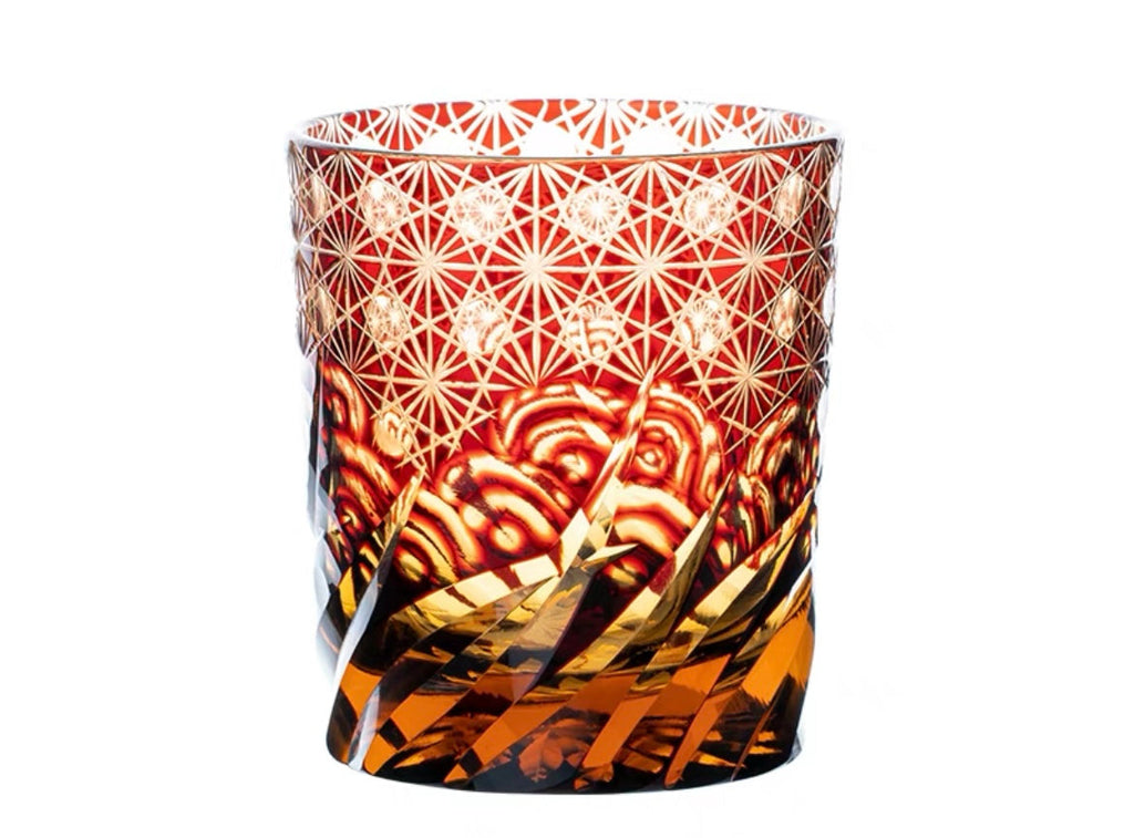 Edo Kiriko Hand-Carved Wave Pattern Whiskey Glass