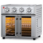 PlumChef 26QT XL French Double Door Air Fryer Convection Oven 1700W 7 Presets 7-in-1 Stainless Steel