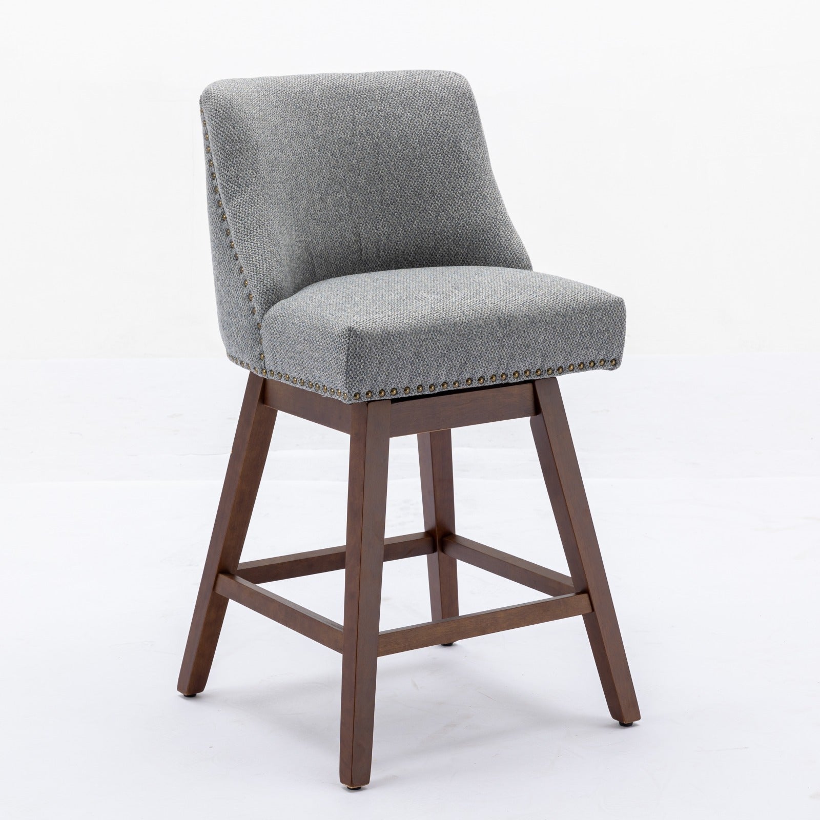 Swivel Counter Stools Set of 2 – 360°, Fabric, 26", Gray