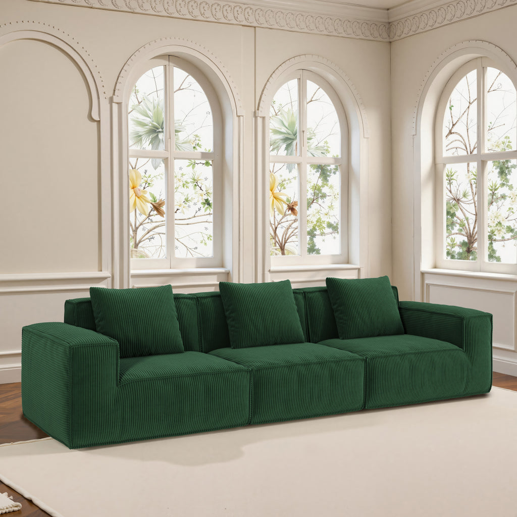 118-inch modular sofa can be converted into an oversized sofa bed Free conversion sofa set flexible configuration, soft corduroy cloud velvet fabric