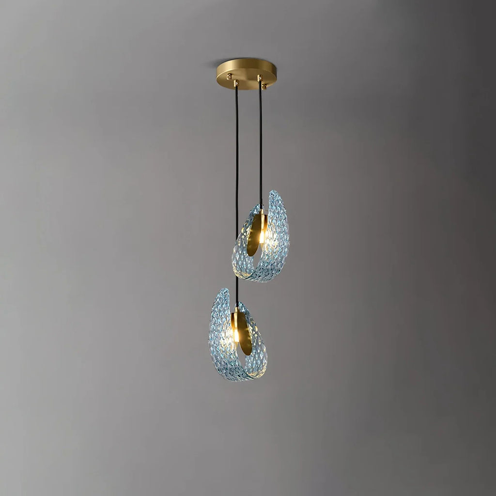 Peacock Blue Art Glass Chandelier for Dining Room