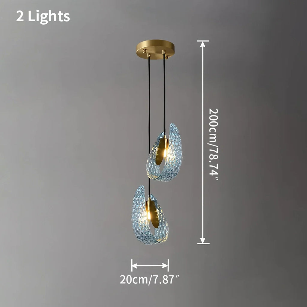 Peacock Blue Art Glass Chandelier for Dining Room