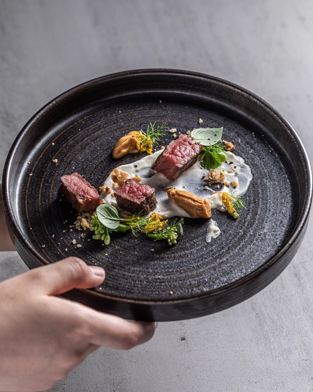 ALANIZ DX Series Handcrafted Fleur de Sel Straight-Sided Plate