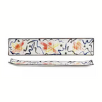 Fukutora Ware Hand-Painted Checkered Long Sushi Plate