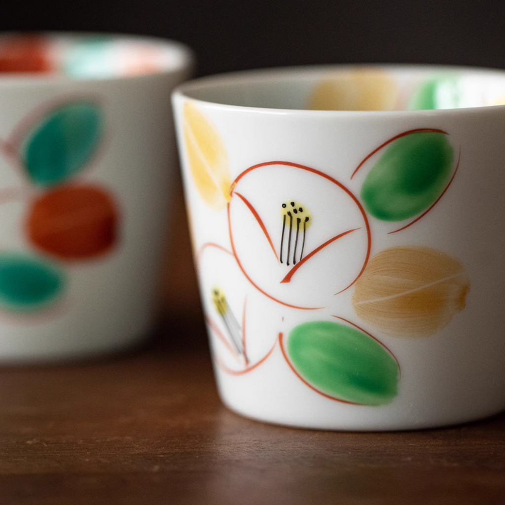 Kurachin Kiln Hand-Painted Moon Camellia Underglaze Tea Cup