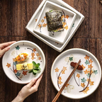 Fukutora Ware Hand-Painted Maple Leaf Plate