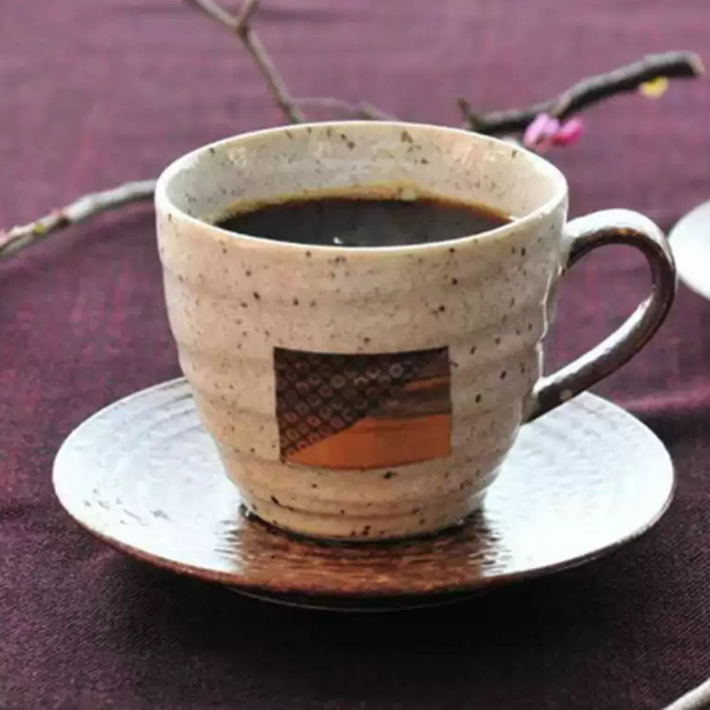 Hakuichi Handcrafted Vintage Ceramic Gold Leaf Autumn Reflection Mug Set