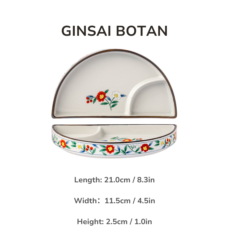 Mino Ware Usuyama Half-Moon Divided Plate