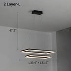 Modern Black Tiered Rectangular Chandelier