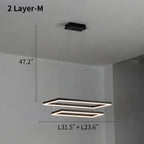 Modern Black Tiered Rectangular Chandelier