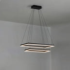 Modern Black Tiered Rectangular Chandelier