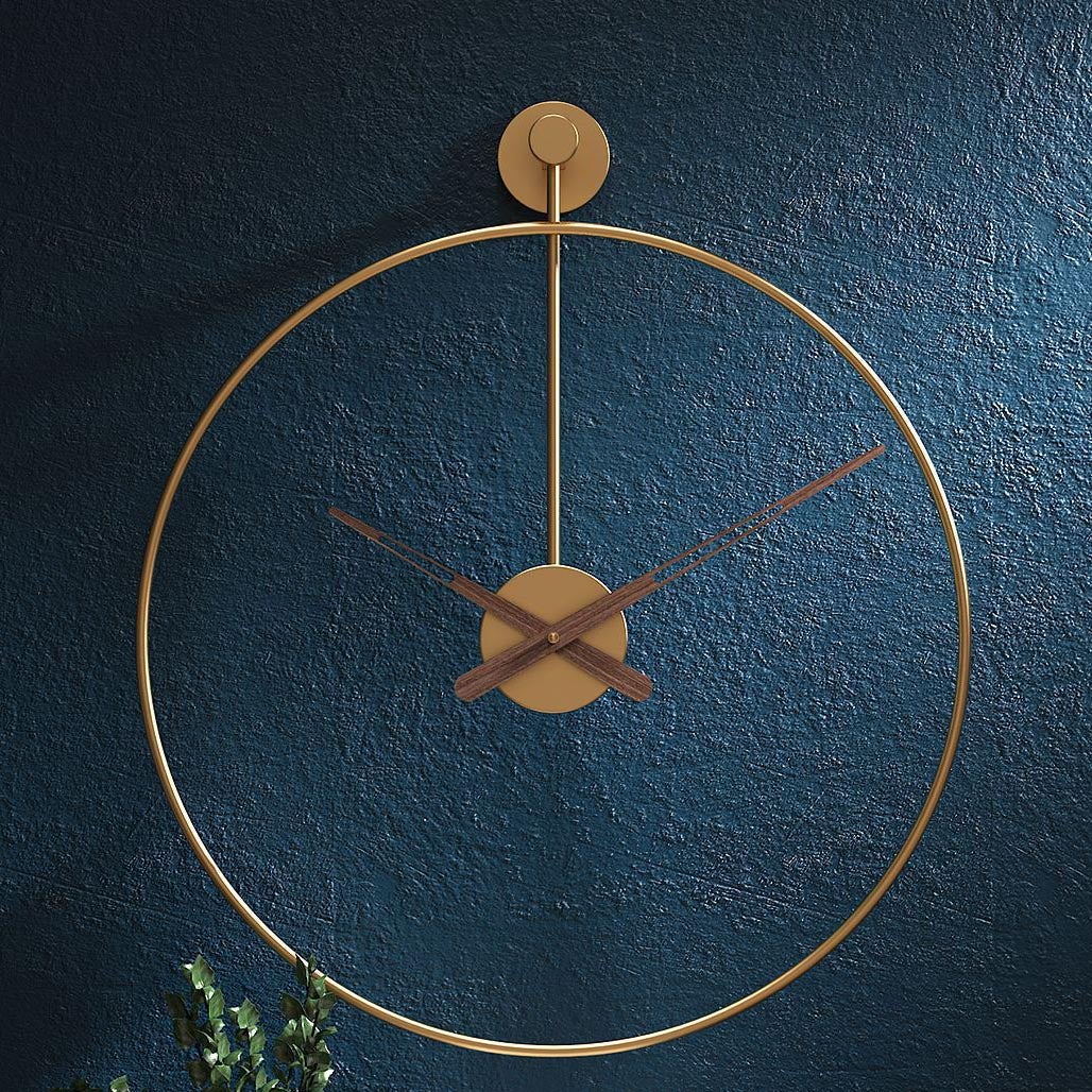 20'' Walnut Hands Metal Wall Clock