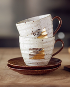 Hakuichi Handcrafted Vintage Ceramic Gold Leaf Autumn Reflection Mug Set