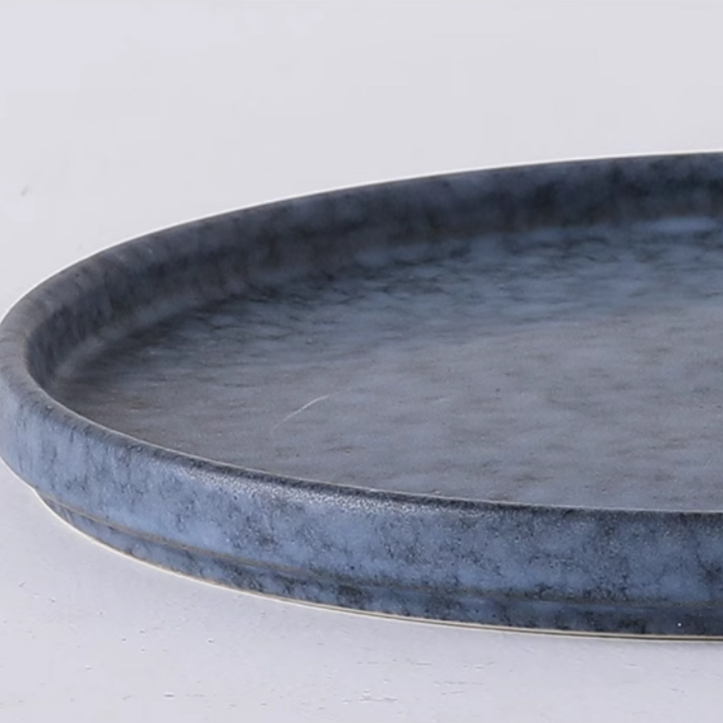 ALANIZ GIN Series Handcrafted Blue Snow Straight-Sided Plate