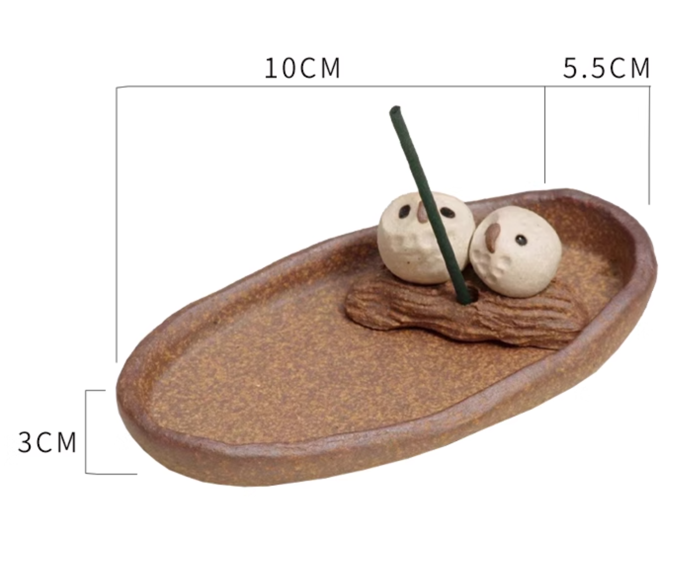 Shigaraki Ware Handmade Rustic Ceramic Owl Incense Holder