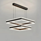 Tiered Black Square Pendant Lamp for Living Room