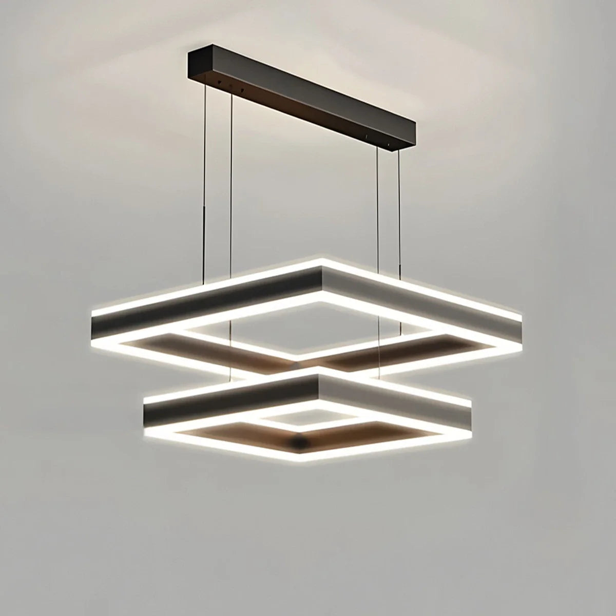 Tiered Black Square Pendant Lamp for Living Room