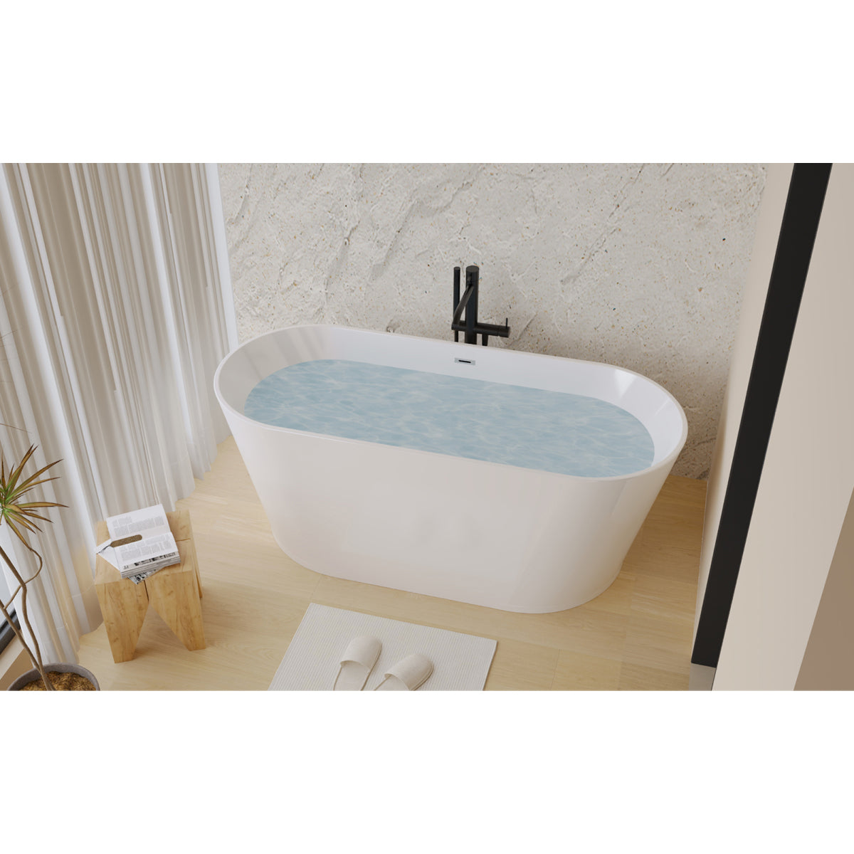 59" Glossy White Freestanding Tub