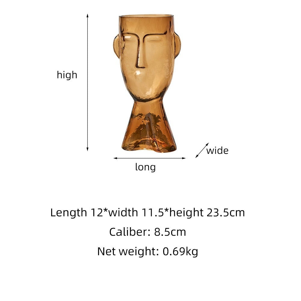 Transparent Face Glass Vase