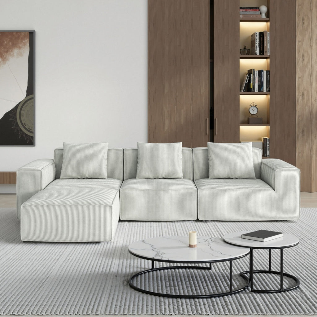 118-inch modular sofa can be converted into an oversized sofa bed Free conversion sofa set flexible configuration, soft corduroy cloud velvet fabric