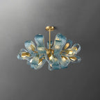 Peacock Blue Art Glass Chandelier for Dining Room