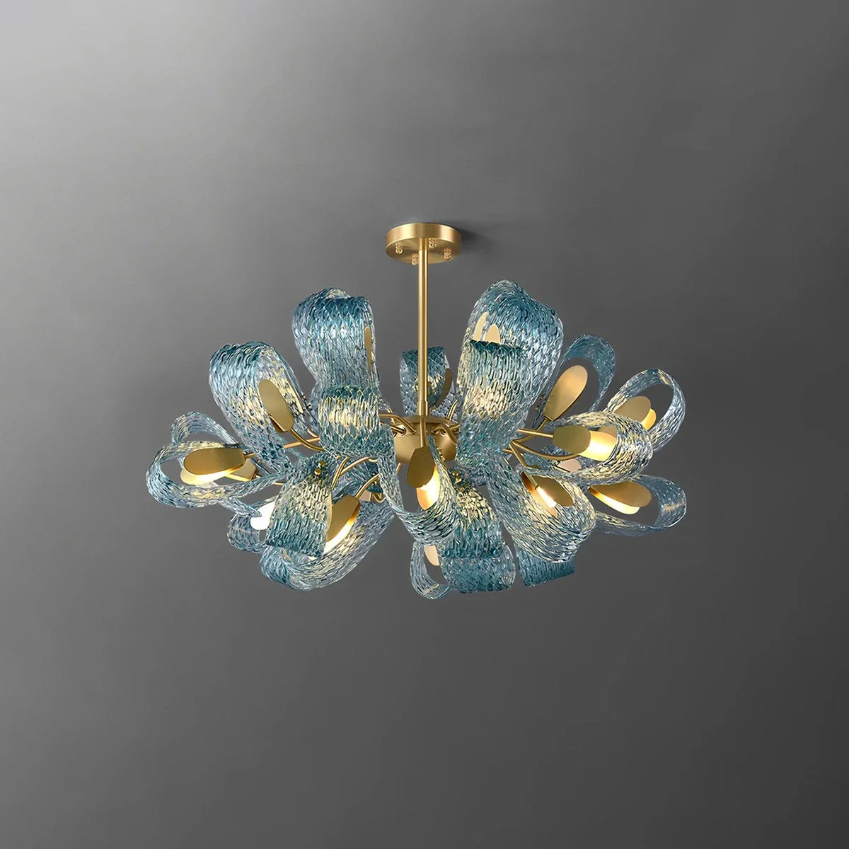 Peacock Blue Art Glass Chandelier for Dining Room