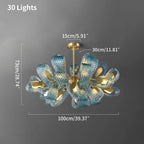 Peacock Blue Art Glass Chandelier for Dining Room