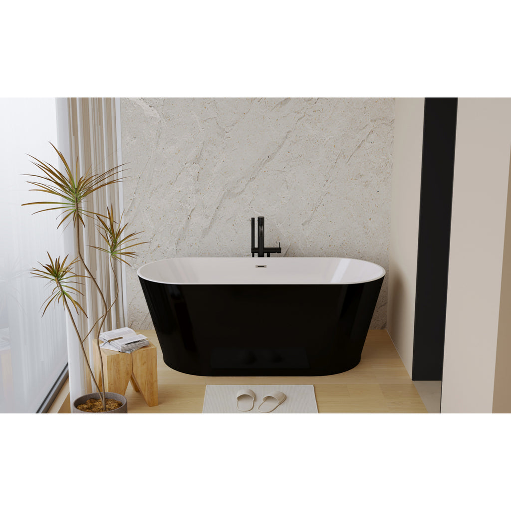 59" Black Freestanding Soaking Tub