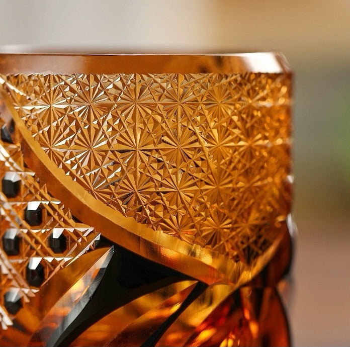 Edo Kiriko Hand-Carved Butterfly Whiskey Glass
