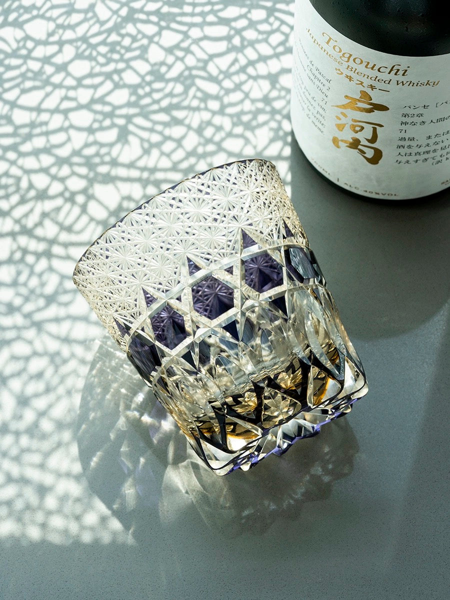Edo Kiriko Hand-Carved Fluorite Whisky Glass