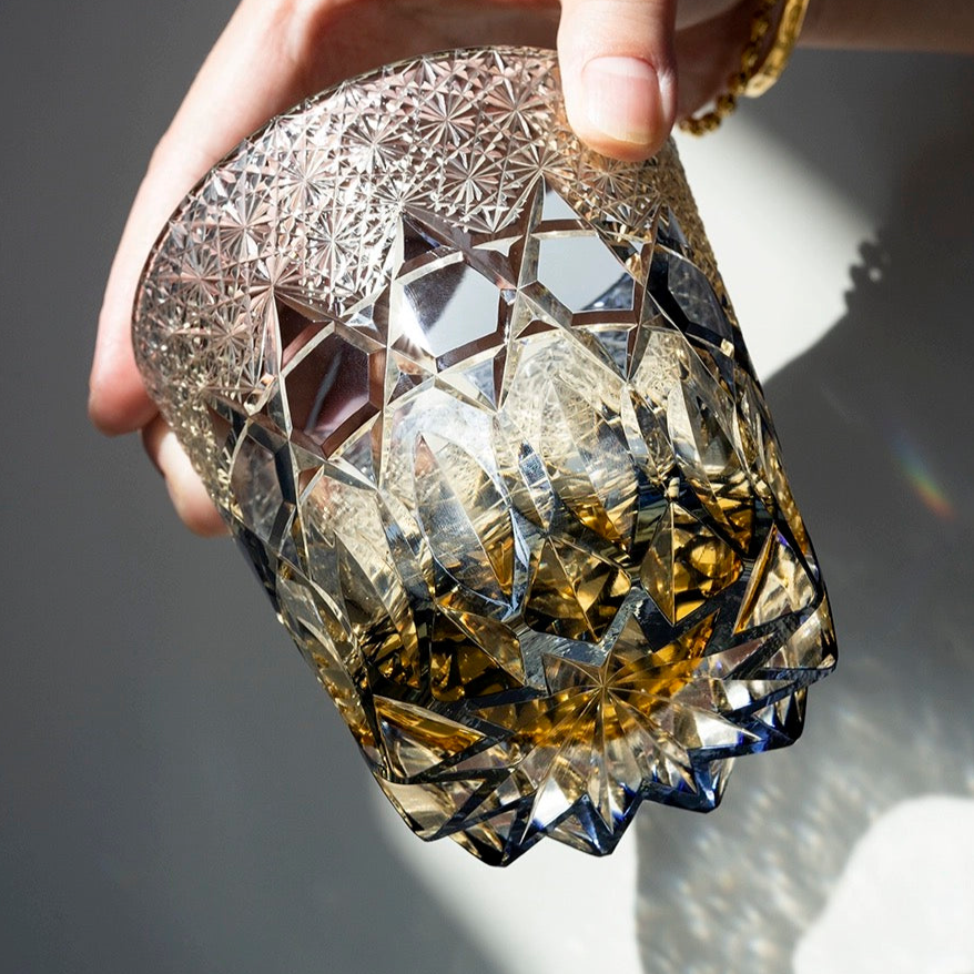 Edo Kiriko Hand-Carved Fluorite Whisky Glass