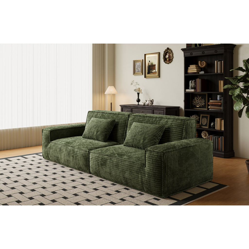 106.3" Large Striped Fabric Sofa, Vacuum Compressed